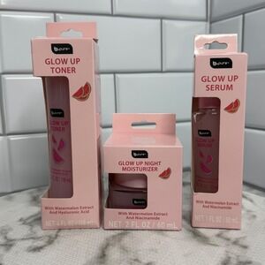 B.Pure Glow Up Skincare Set Watermelon Toner Serum Night Moisturizer 3 Piece Lot